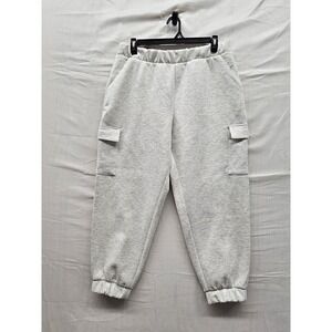 Express Womens Cargo Jogger Pants Grey Polyester Blend Casual Size XL